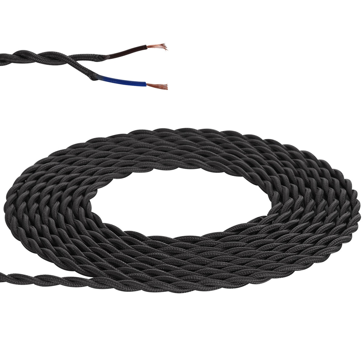 Abode Twisted Grey Braided Cable 2 Core 0.75mm