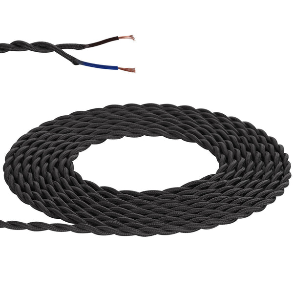 Abode Twisted Grey Braided Cable 2 Core 0.75mm