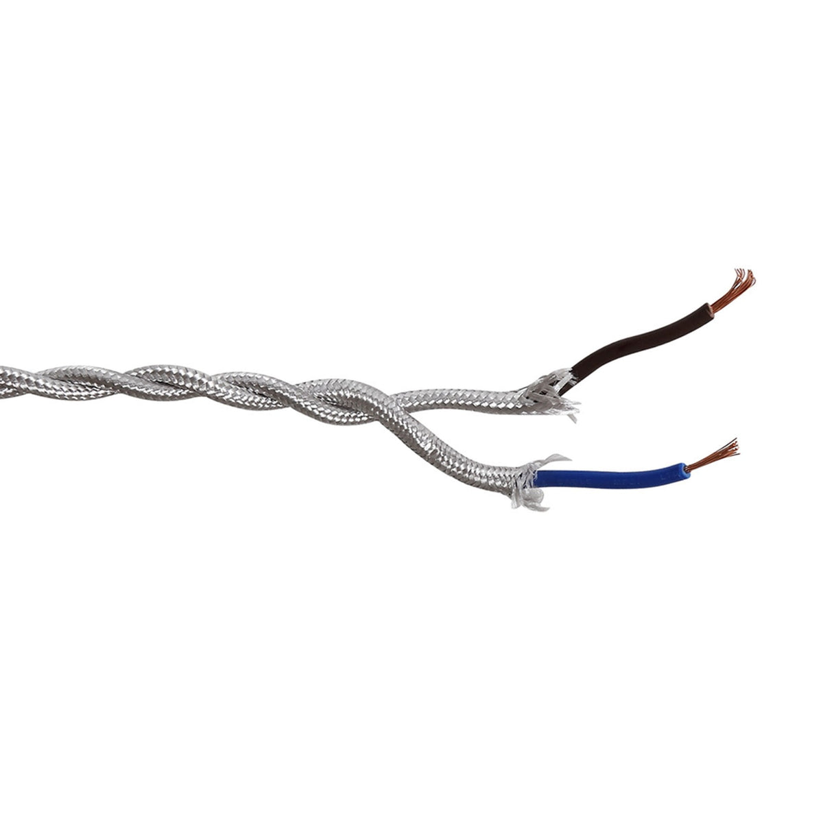 Abode Twisted Silver Braided Cable 2 Core 0.75mm