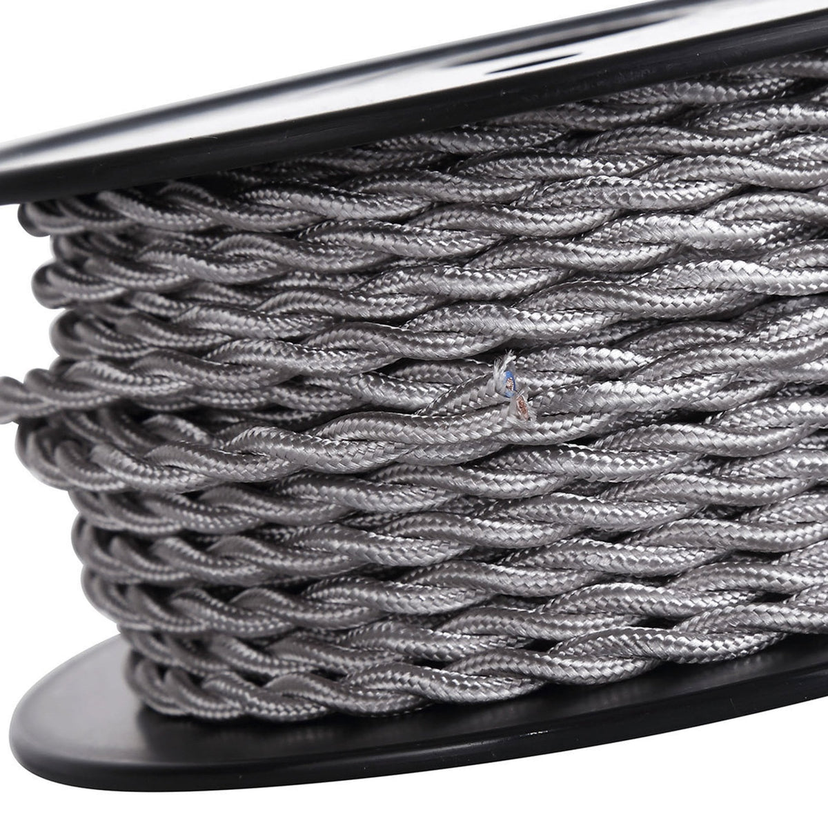 Abode Twisted Silver Braided Cable 2 Core 0.75mm