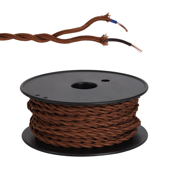 Abode Twisted Dark Brown Braided Cable 2 Core 0.75mm