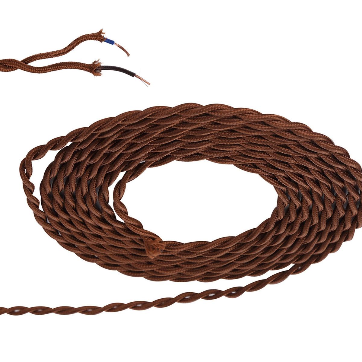 Abode Twisted Dark Brown Braided Cable 2 Core 0.75mm