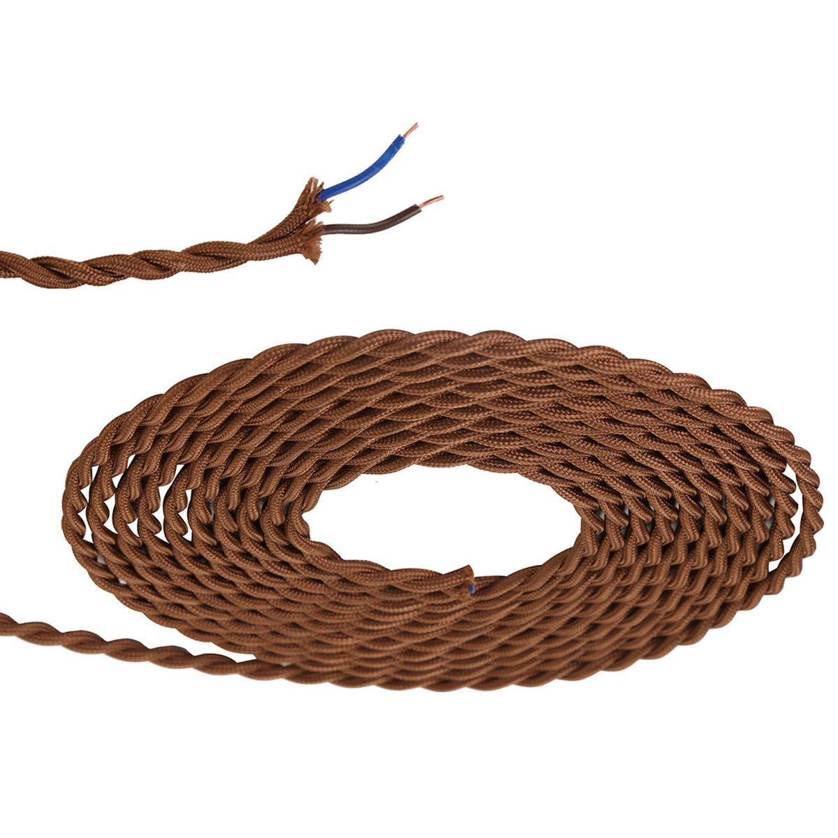 Abode Twisted Red Brown Braided Cable 2 Core 0.75mm