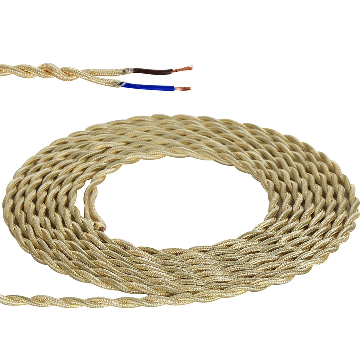 Abode Twisted Pale Gold Braided Cable 2 Core 0.75mm