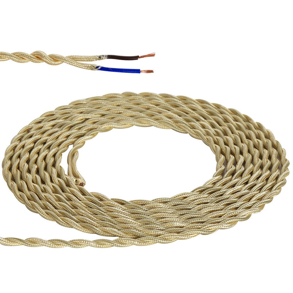 Abode Twisted Pale Gold Braided Cable 2 Core 0.75mm
