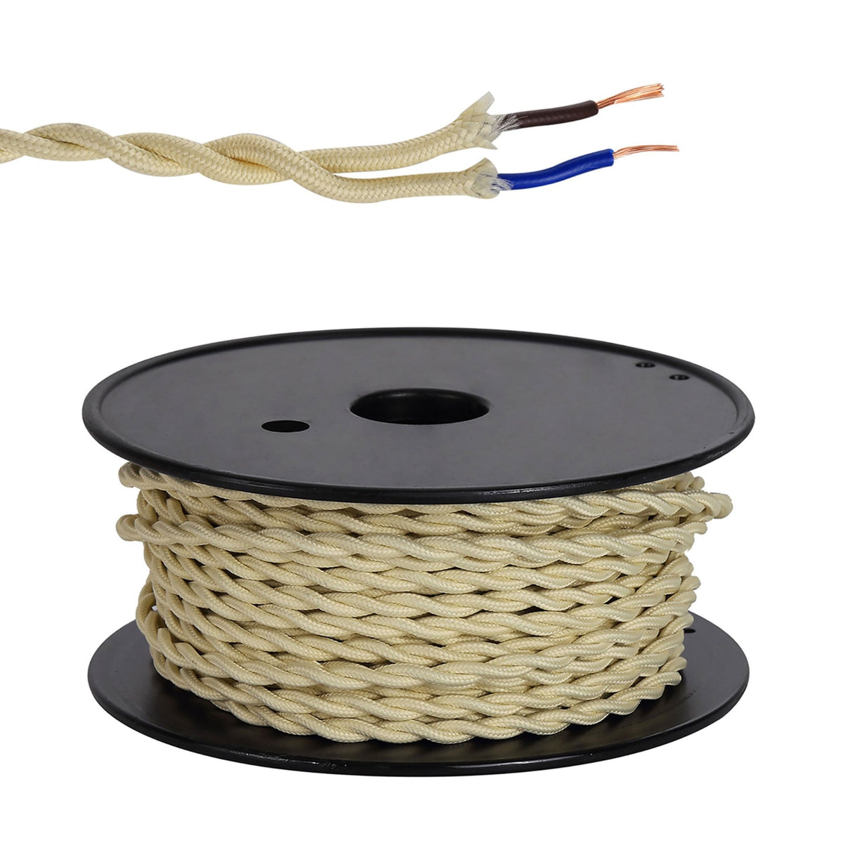 Abode Twisted Beige Braided Cable 2 Core 0.75mm