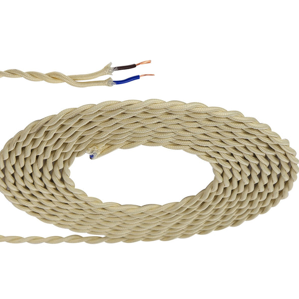 Abode Twisted Beige Braided Cable 2 Core 0.75mm