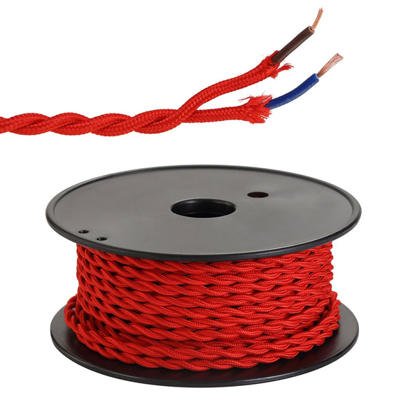 Abode Twisted Red Braided Cable 2 Core 0.75mm