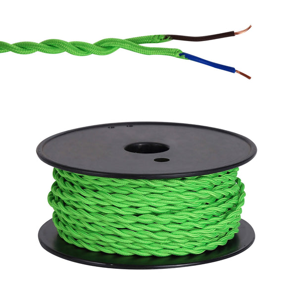 Abode Twisted Light Green Braided Cable 2 Core 0.75mm