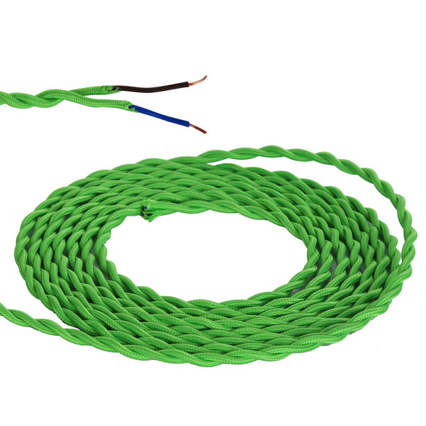 Abode Twisted Light Green Braided Cable 2 Core 0.75mm