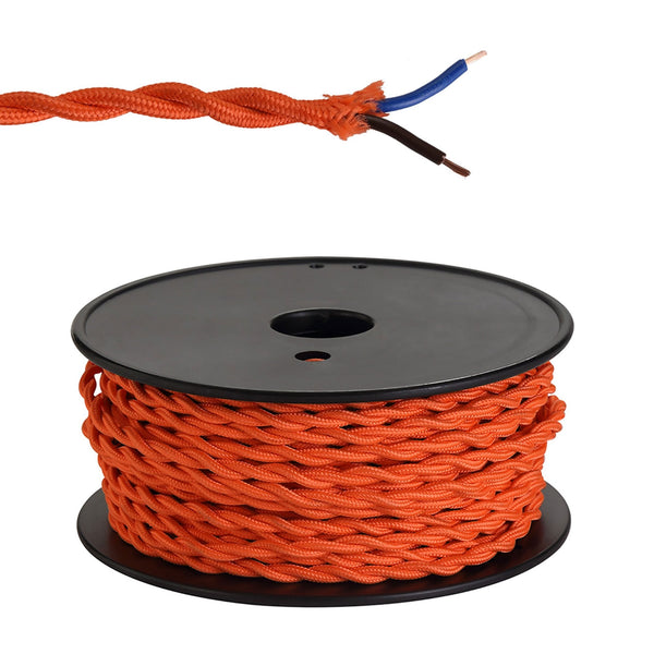 Abode Twisted Orange Braided Cable 2 Core 0.75mm