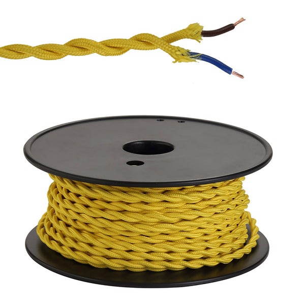 Abode Twisted Yellow Braided Cable 2 Core 0.75mm