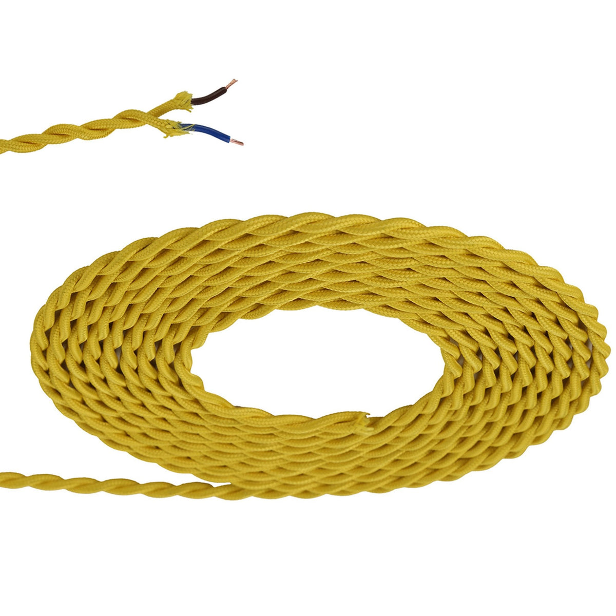 Abode Twisted Yellow Braided Cable 2 Core 0.75mm