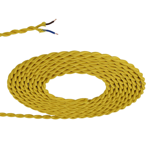 Abode Twisted Yellow Braided Cable 2 Core 0.75mm
