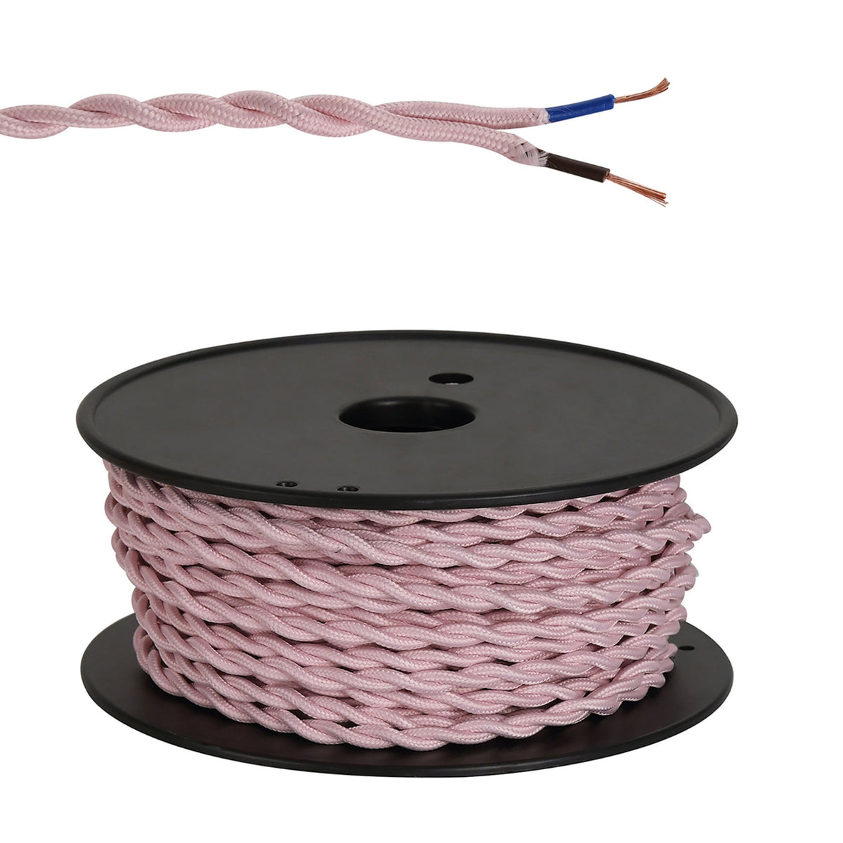 Abode Twisted Pink Braided Cable 2 Core 0.75mm