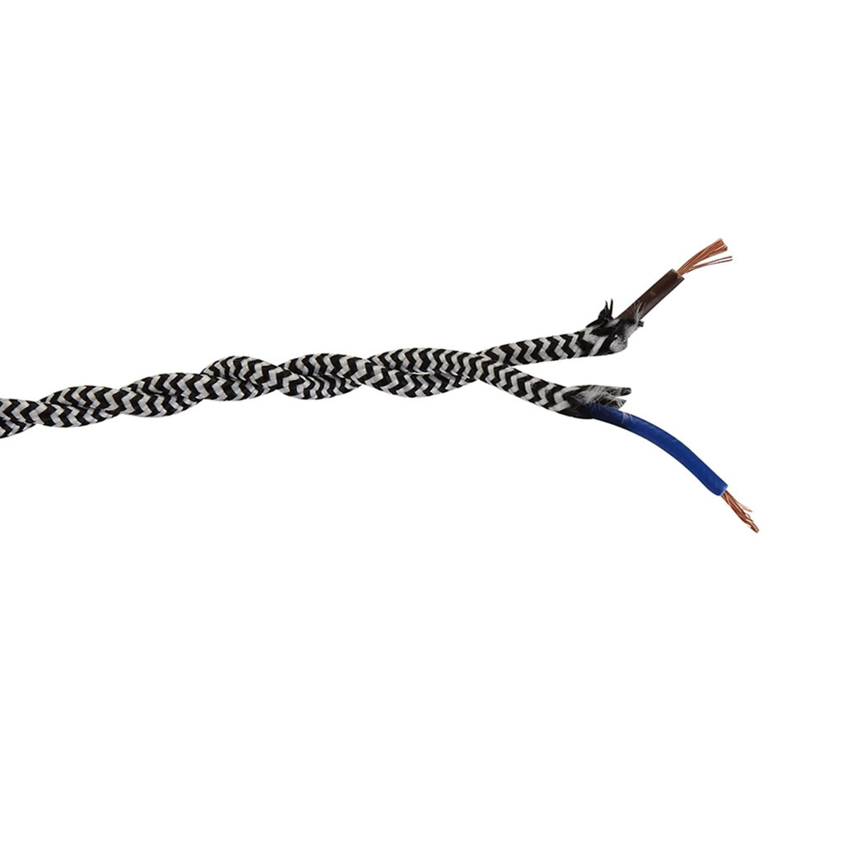 Abode Twisted Black & White Wave Stripe Braided Cable 2 Core 0.75mm