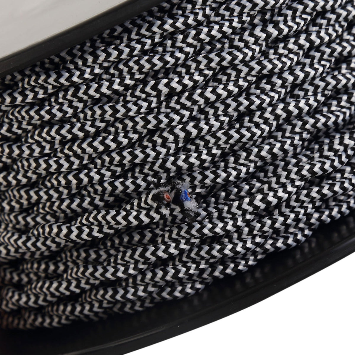 Abode Twisted Black & White Wave Stripe Braided Cable 2 Core 0.75mm