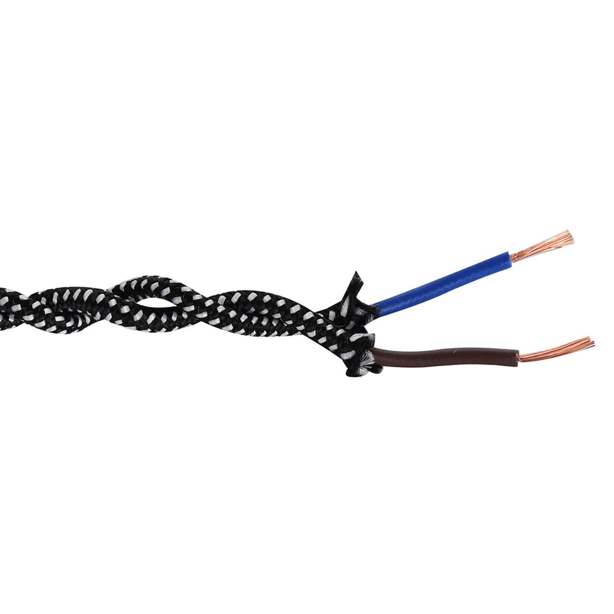 Abode Twisted Black & White Spot Braided Cable 2 Core 0.75mm