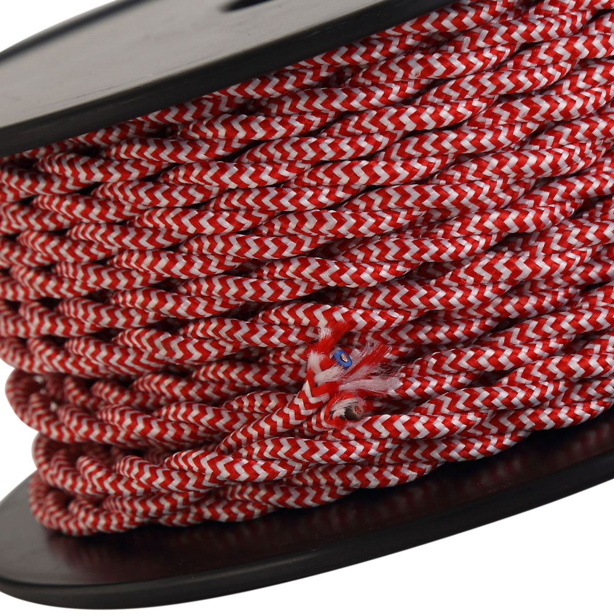 Abode Twisted Red & White Wave Stripe Braided Cable 2 Core 0.75mm