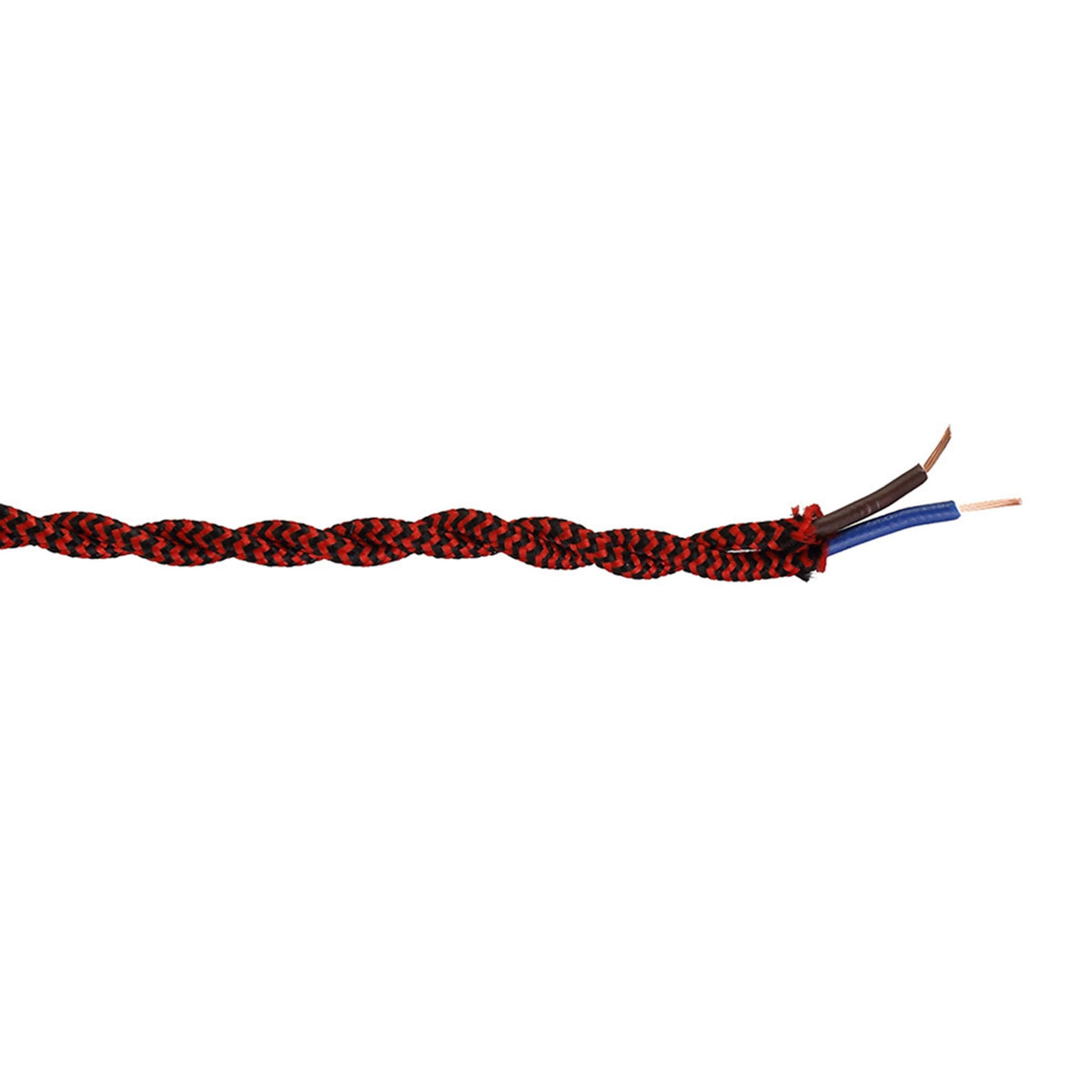 Abode Twisted Red & Black Wave Stripe Braided Cable 2 Core 0.75mm