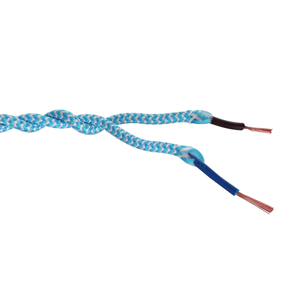 Abode Twisted Blue & White Wave Stripe Braided Cable 2 Core 0.75mm