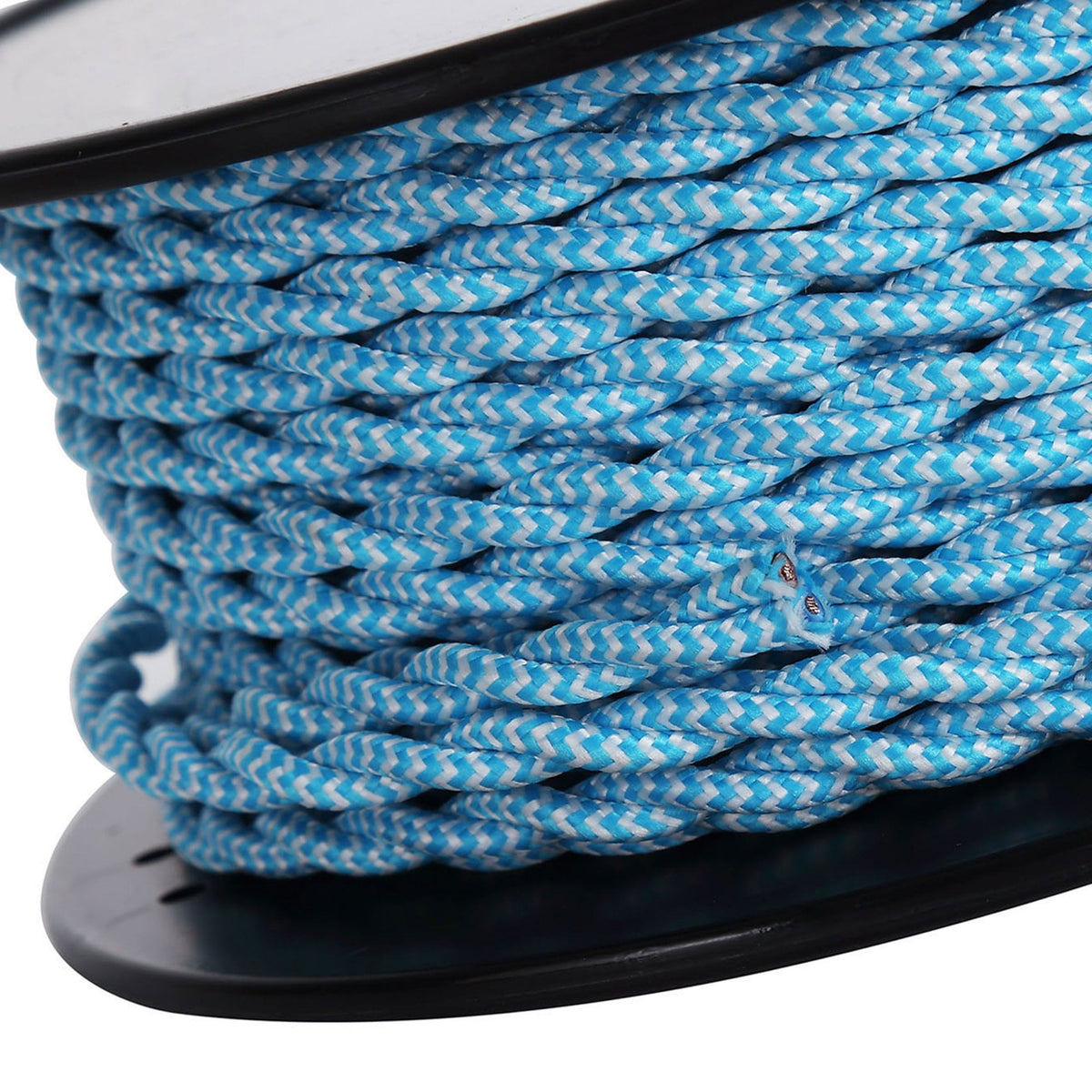 Abode Twisted Blue & White Wave Stripe Braided Cable 2 Core 0.75mm