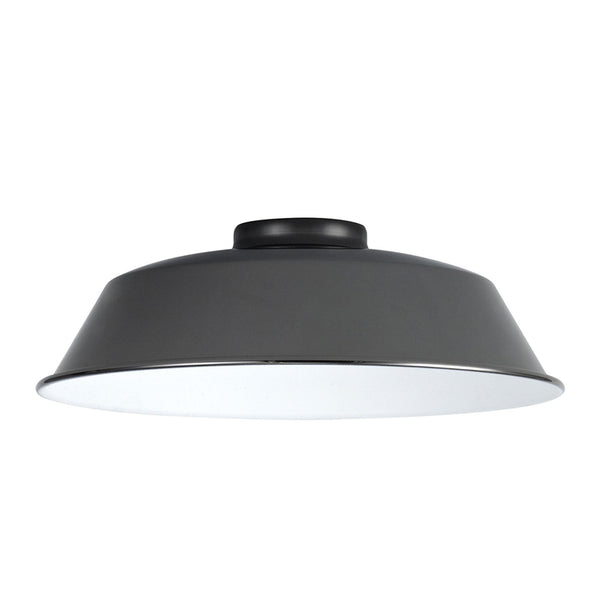 Abode Round Angled 250mm Metal Lampshade in Black Chrome