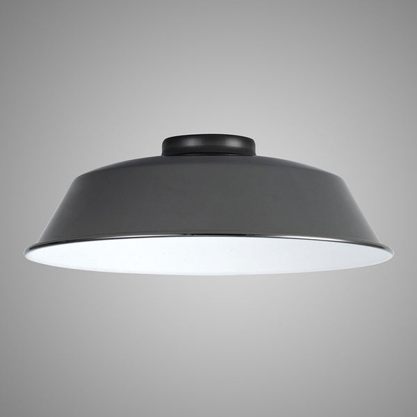 Abode Round Angled 250mm Metal Lampshade in Black Chrome