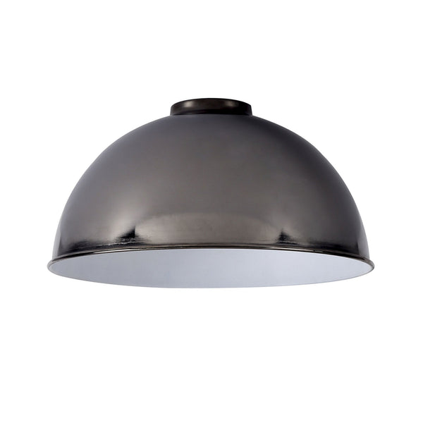 Abode Dome 250mm Metal Lampshade in Black Chrome
