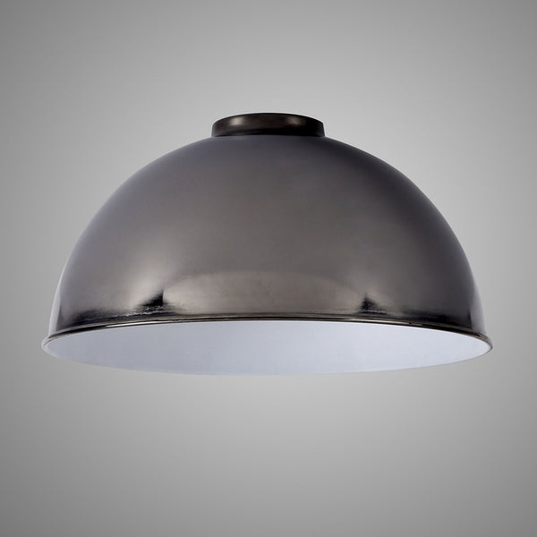 Abode Dome 250mm Metal Lampshade in Black Chrome
