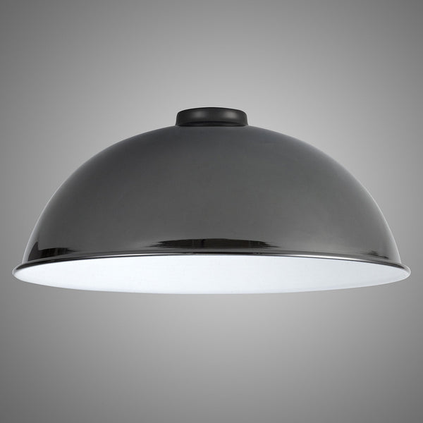 Abode Dome 350mm Metal Lampshade in Black Chrome