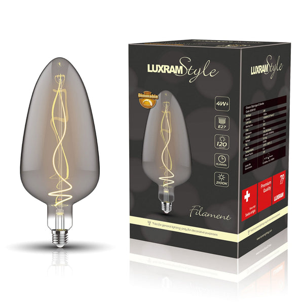 Classic Style E27 Smoked Type G Dimmable Extra Warm White LED 4W 2100K 120lm