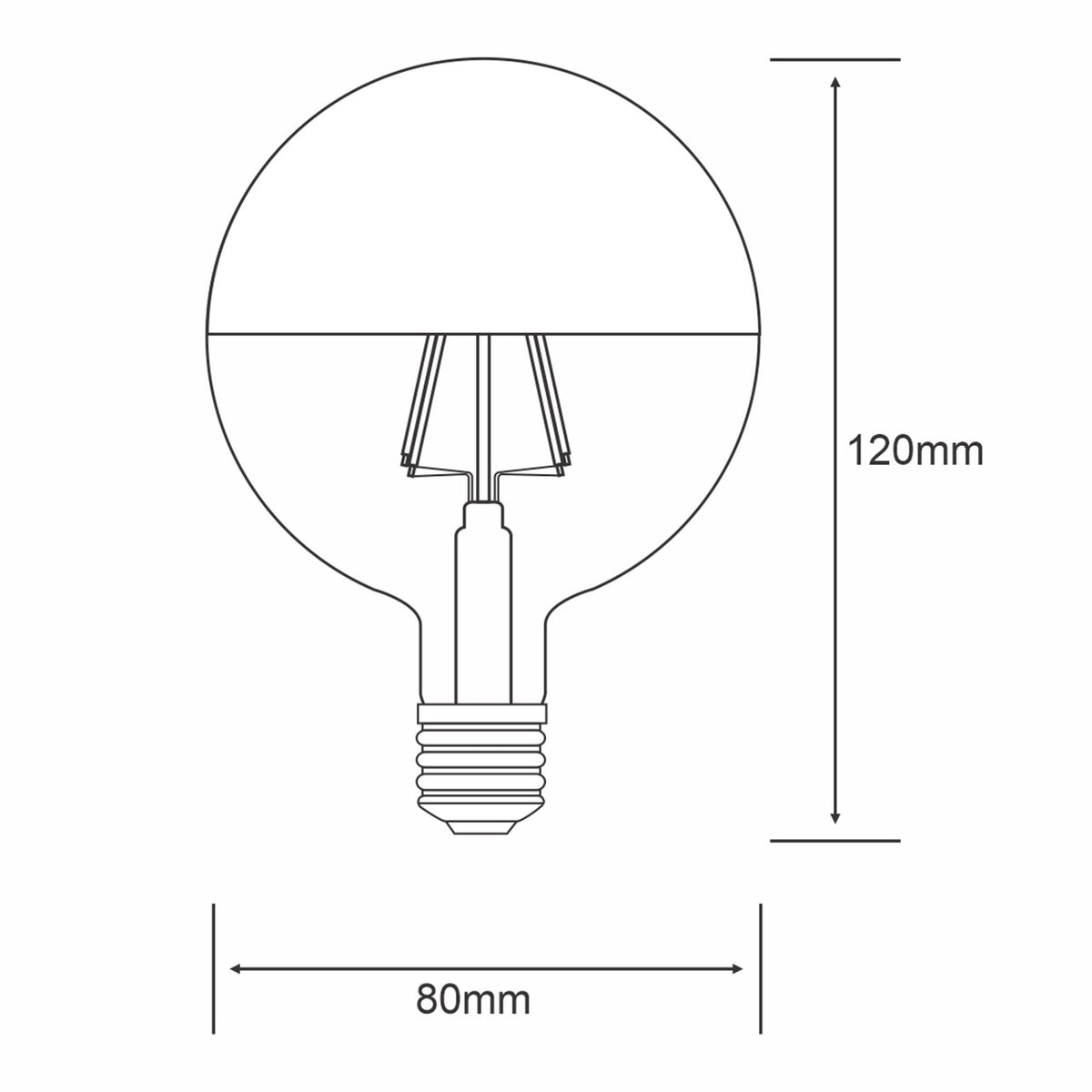 Classic Deco E27 Dimmable Warm White Chrome Top 80mm LED Globe 4W 2700K 330lm