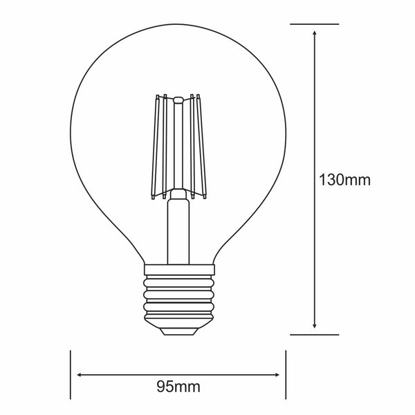 Classic E27 Warm White 95mm LED Globe 6.5W 2700K 806lm