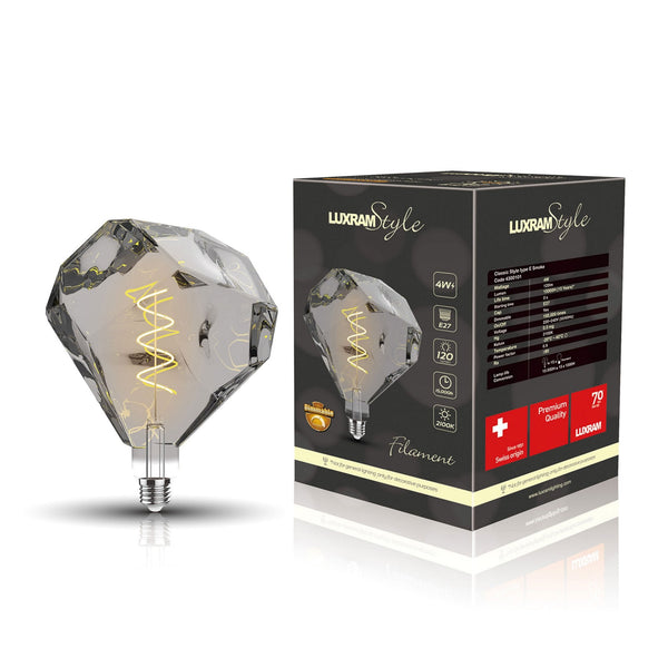 Classic Style E27 Smoked Type E Dimmable Extra Warm White LED 4W 2100K 120lm