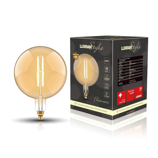 Classic Style Type K1 E27 Dimmable Extra Warm White Amber LED Globe 4W 200lm 2100K