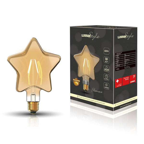 Classic Style Amber E27 Star Dimmable Extra Warm White LED 4W 2100K 200lm