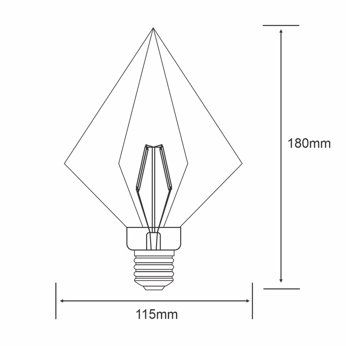 Classic Style E27 Amber Tri-Diamond Dimmable Extra Warm White LED 4W 2100K 200lm