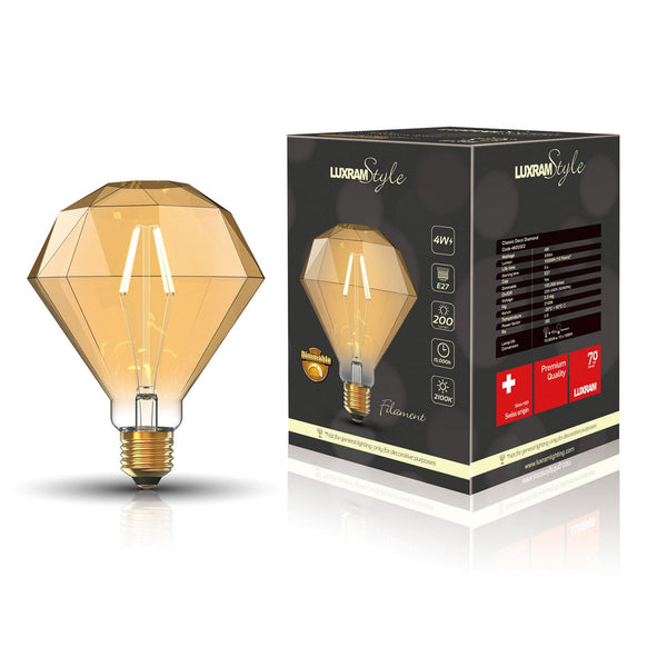 Classic Style E27 Amber Diamond Dimmable Extra Warm White LED 4W 2100K 200lm
