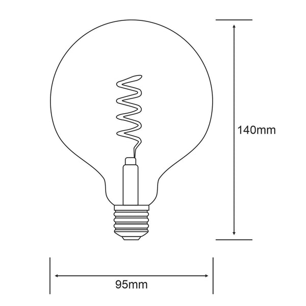 Classic Deco E27 Dimmable Extra Warm White Amber 95mm LED Globe 5W 1800K 280lm