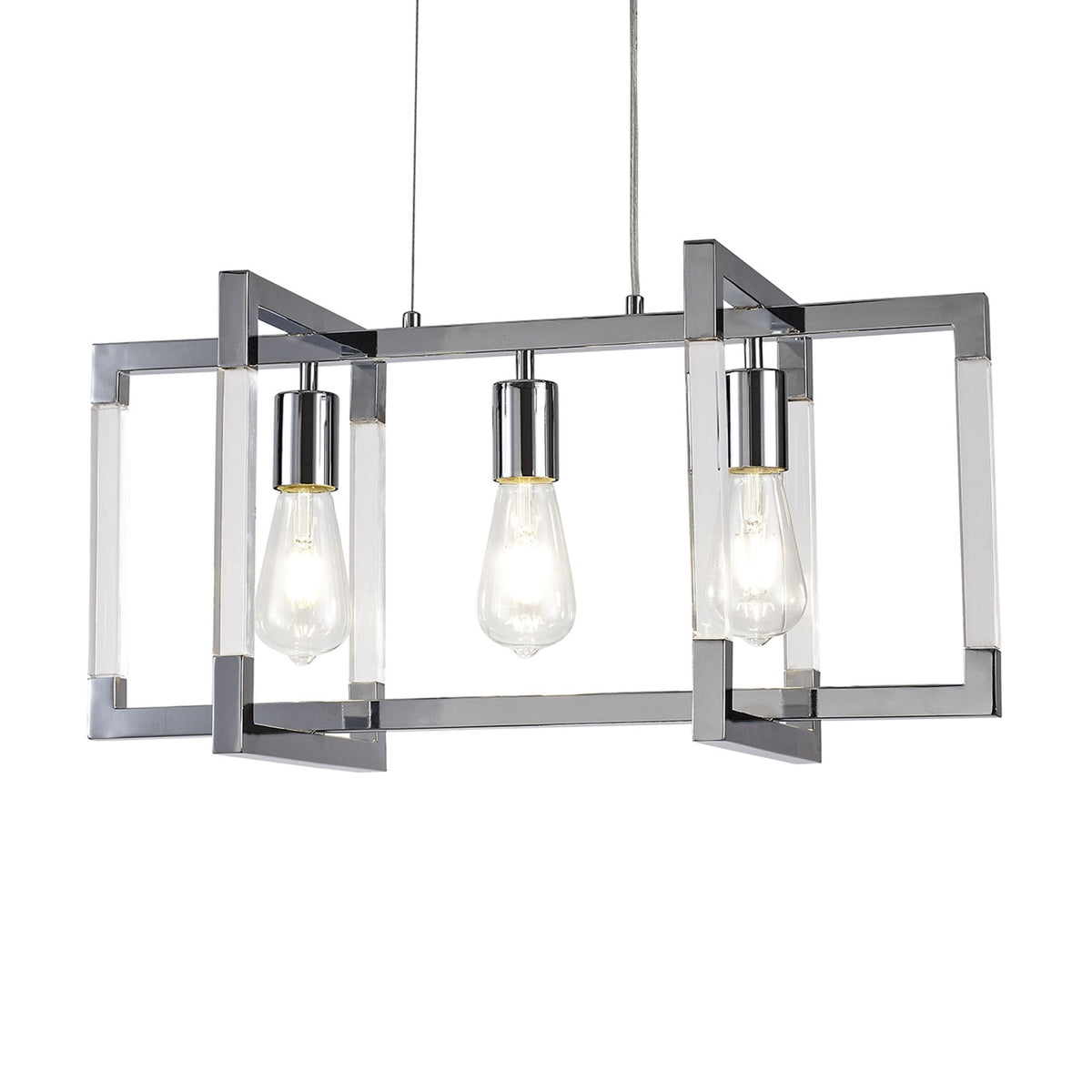 Canto Rectangular 3 Light Pendant in Polished Nickel
