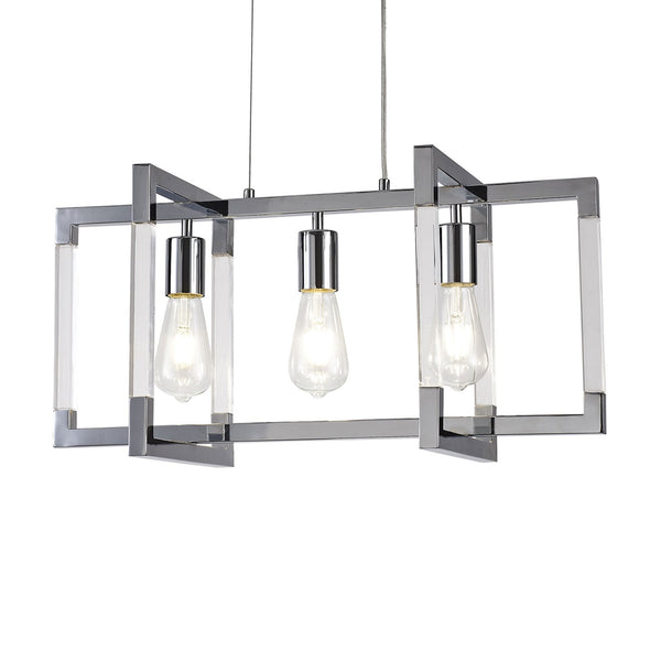 Canto Rectangular 3 Light Pendant in Polished Nickel