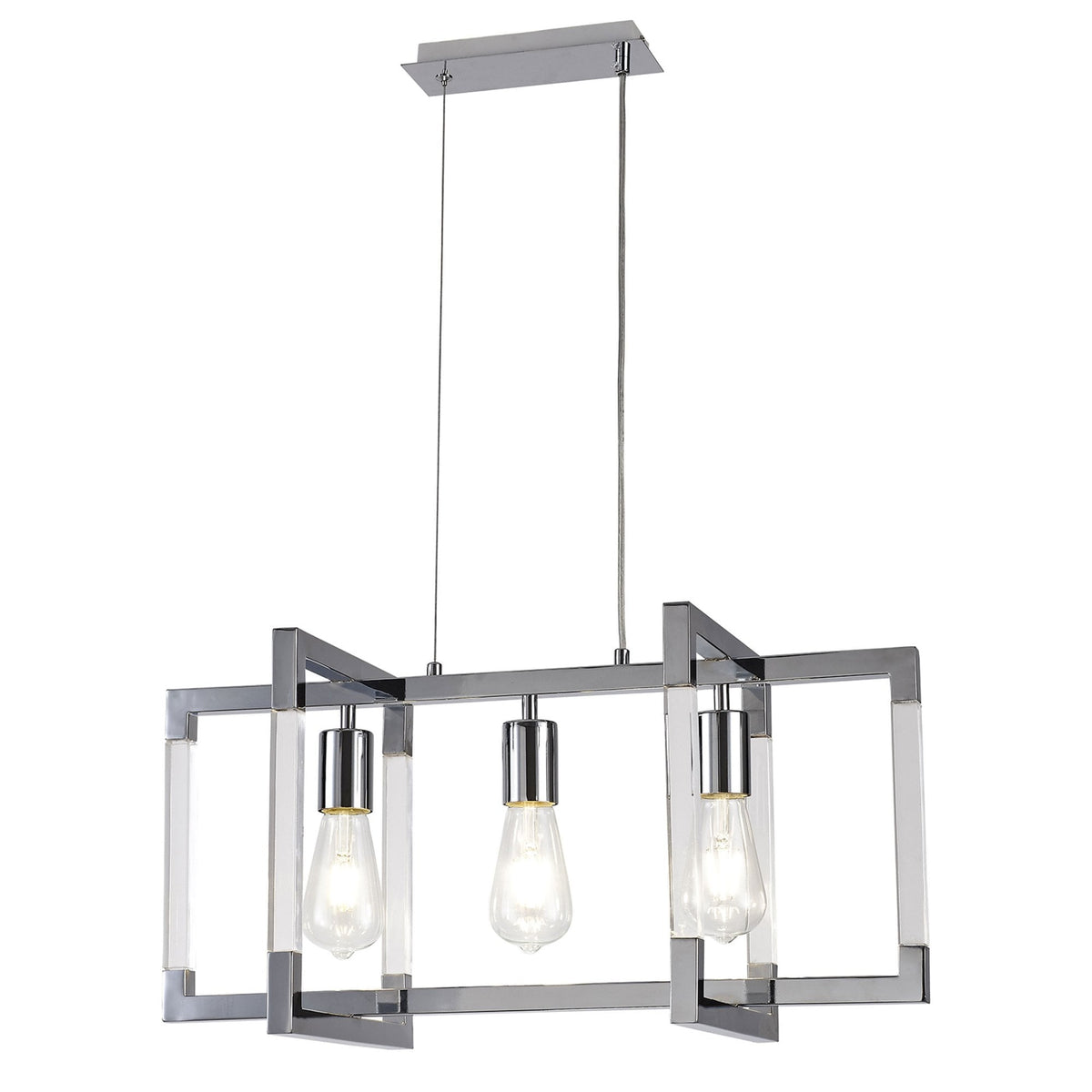 Canto Rectangular 3 Light Pendant in Polished Nickel