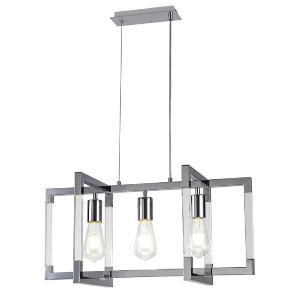 Canto Rectangular 3 Light Pendant in Polished Nickel