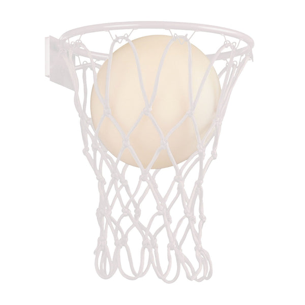 Basketball hoop with a basketball entering the net for a score.