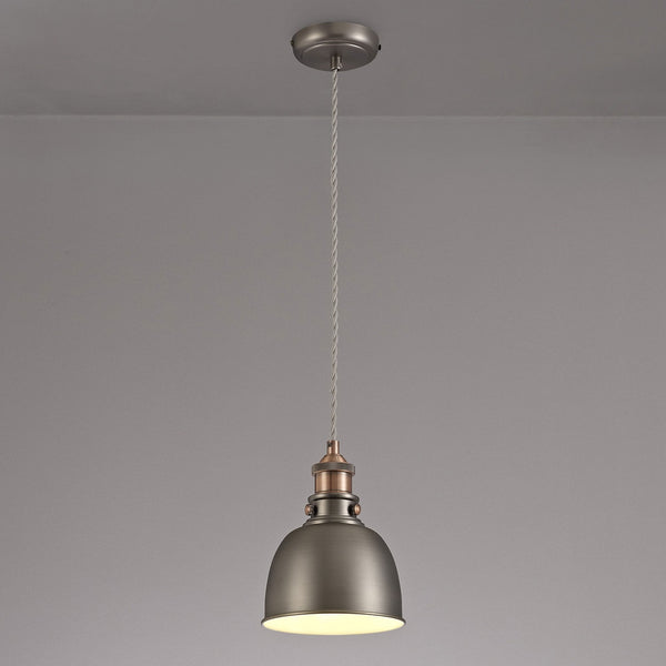 Croyde Small 160mm Pendant in Antique Silver & Copper