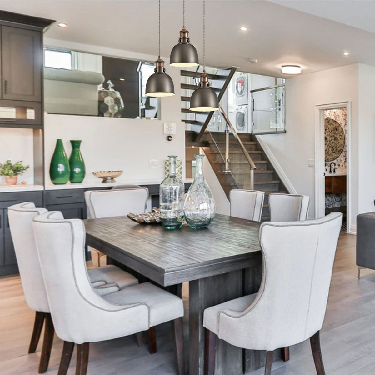 Croyde Small 160mm Pendant in Antique Silver & Copper