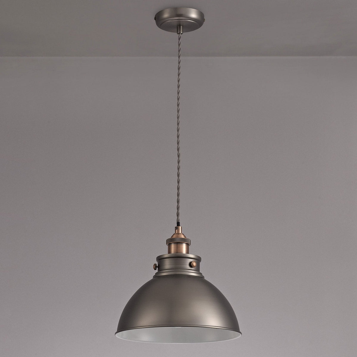 Croyde Medium 250mm Pendant in Antique Silver & Copper