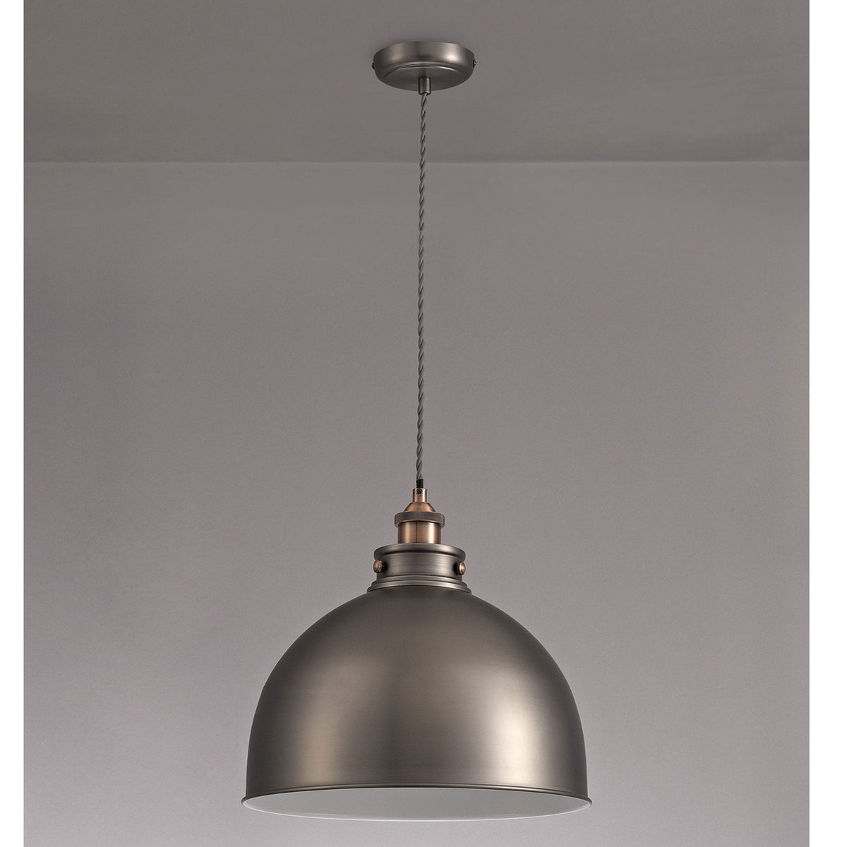 Croyde Large 330mm Pendant in Antique Silver & Copper
