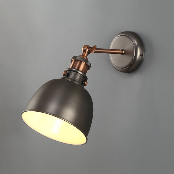 Croyde Adjustable Wall Light in Antique Silver & Copper